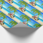 Santa Relaxing op Hot Sunny Beach Cadeaupapier (Hoek)