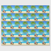 Santa Relaxing op Hot Sunny Beach Cadeaupapier (Vlak)