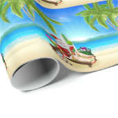 Santa Relaxing op Hot Sunny Beach Cadeaupapier (Rol Hoek)
