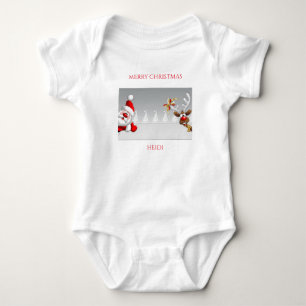 Santa & render baby jersey bodysuit. Aangepaste na Romper