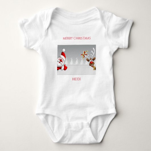 Santa & render baby jersey bodysuit. Aangepaste na Romper (Voorkant)