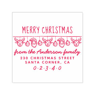 Santa & Rendier Bunting Kerstmis retouradres Zelfinktende Stempel