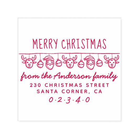 Santa & Rendier Bunting Kerstmis retouradres Zelfinktende Stempel (Design)