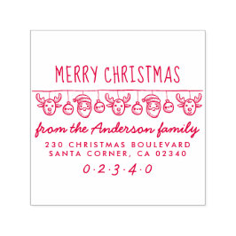 Santa & Rendier Bunting Leuke naam retouradres Zelfinktende Stempel