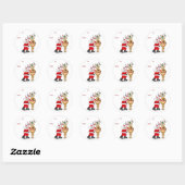 Santa rendier Christmas Gift sticker: NAAR: VAN: Ronde Sticker (Vel)