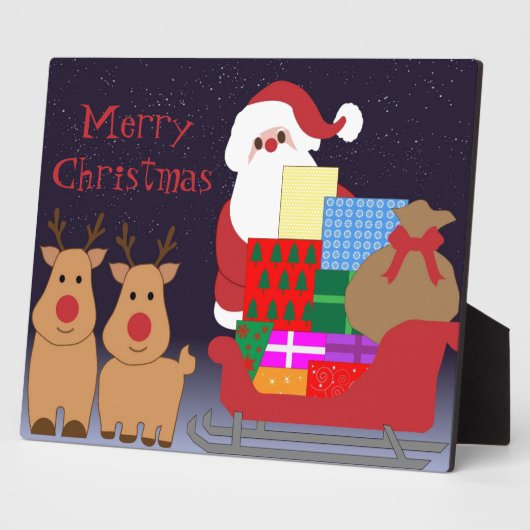 Santa & Rendier Decoratieve Plaque Fotoplaat (Zijkant)