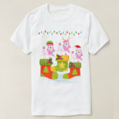Santa Rendier Elf Poodle Dog in Kerst Sokken U T-shirt (Design voorkant)