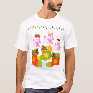 Santa Rendier Elf Poodle Dog in Kerst Sokken U T-shirt