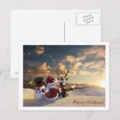 Santa, rendier en Frosty Feestdagenkaart (Voorkant / Achterkant)