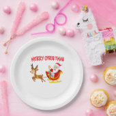 Santa rendier en slee Kerstmis Papieren Bordje (Feest)