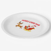 Santa rendier en slee Kerstmis Papieren Bordje (Gekanteld)