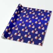 Santa, Rendier en Snowman X'mas Wrapping Paper Cadeaupapier (Uitgerold)