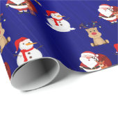 Santa, Rendier en Snowman X'mas Wrapping Paper Cadeaupapier (Rol Hoek)