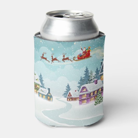 Santa rendier kerst scène blikjeskoeler (Blikje Voorkant)