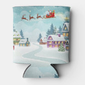 Santa rendier kerst scène blikjeskoeler (Voorkant)