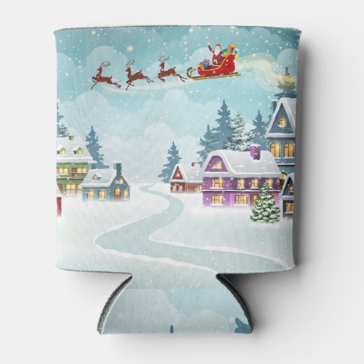 Santa rendier kerst scène blikjeskoeler (Voorkant)