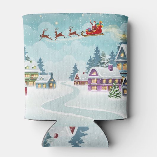 Santa rendier kerst scène blikjeskoeler (Achterkant)