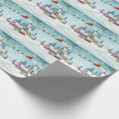 Santa rendier kerst  scène cadeaupapier (Hoek)