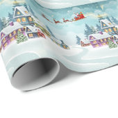 Santa rendier kerst  scène cadeaupapier (Rol Hoek)