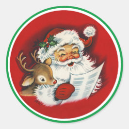 Santa & Rendier Ondeugend of Nice List Envelope Ronde Sticker