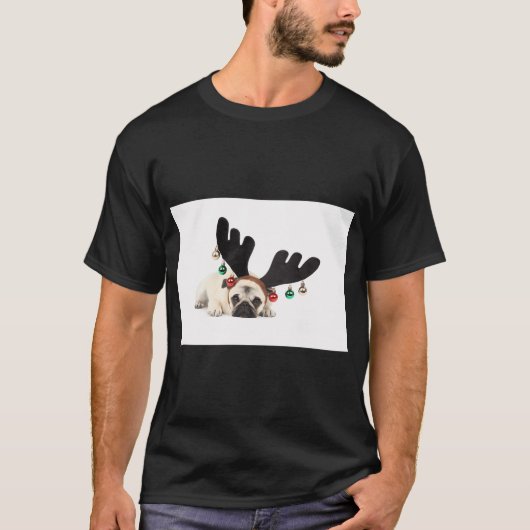 Santa Rendier Pug T-shirt (Voorkant)