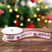 Santa rendier slee rood wit satijnen lint