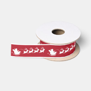 Santa Rendier Sleigh Red Satijnen Lint