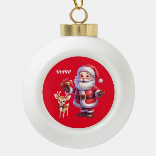 SANTA & RENDIER SNEEUWVLOK ORNAMENT (Voorkant)
