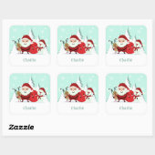 Santa, Rendier & Snowman aangepaste naam stickers (Vel)