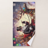 Santa/Rendier steampunk Kerstmis/winter Badhanddoek (Badhanddoek)
