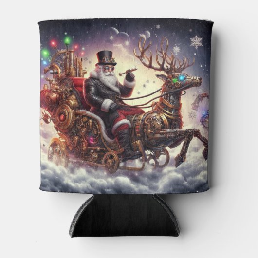 Santa/Rendier steampunk Kerstmis/winter Blikjeskoeler (Voorkant)