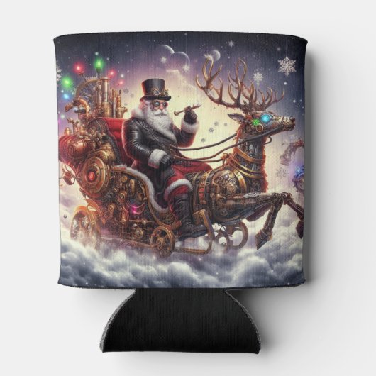 Santa/Rendier steampunk Kerstmis/winter Blikjeskoeler (Achterkant)