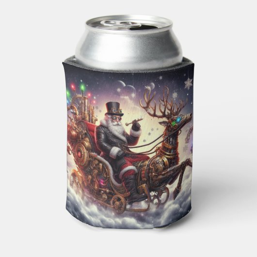Santa/Rendier steampunk Kerstmis/winter Blikjeskoeler (Blikje Achterkant)