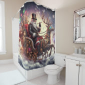 Santa/Rendier steampunk Kerstmis/winter Douchegordijn (In situ)