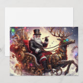 Santa/Rendier steampunk Kerstmis/winter Feestdagenkaart (Voorkant / Achterkant)