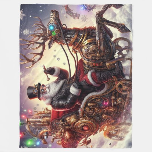 Santa/Rendier steampunk Kerstmis/winter Fleece Deken (Voorkant)