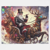 Santa/Rendier steampunk Kerstmis/winter Fleece Deken (Voorkant (Horizontaal))