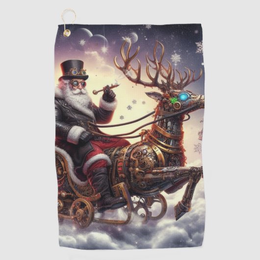 Santa/Rendier steampunk Kerstmis/winter Golfhanddoek (Voorkant)
