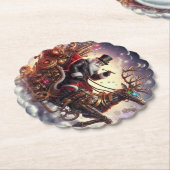 Santa/Rendier steampunk Kerstmis/winter Kartonnen Onderzetters (Gekanteld)
