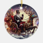 Santa/Rendier steampunk Kerstmis/winter Keramisch Ornament (Voorkant)