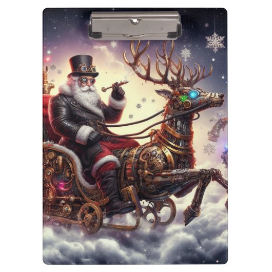 Santa/Rendier steampunk Kerstmis/winter Klembord (Voorkant)