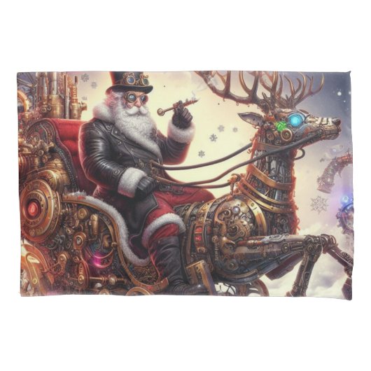 Santa/Rendier steampunk Kerstmis/winter Kussensloop (Voorkant)