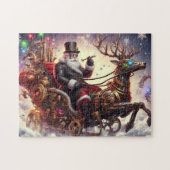 Santa/Rendier steampunk Kerstmis/winter Legpuzzel (Horizontaal)