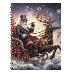 Santa/Rendier steampunk Kerstmis/winter Notitieboek