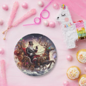 Santa/Rendier steampunk Kerstmis/winter Papieren Bordje (Feest)