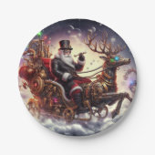 Santa/Rendier steampunk Kerstmis/winter Papieren Bordje (Voorkant)