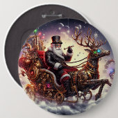 Santa/Rendier steampunk Kerstmis/winter Ronde Button 6,0 Cm (Voorkant /achterkant)