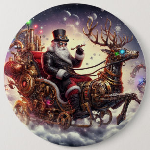 Santa/Rendier steampunk Kerstmis/winter Ronde Button 6,0 Cm