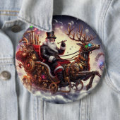 Santa/Rendier steampunk Kerstmis/winter Ronde Button 6,0 Cm (In situ)