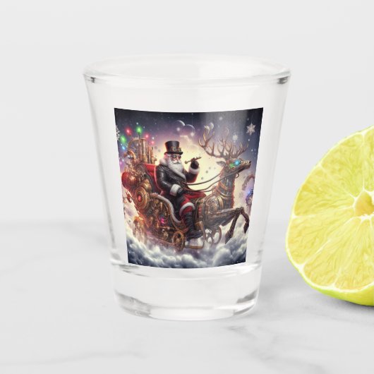 Santa/Rendier steampunk Kerstmis/winter Shot Glas (Voorkant)